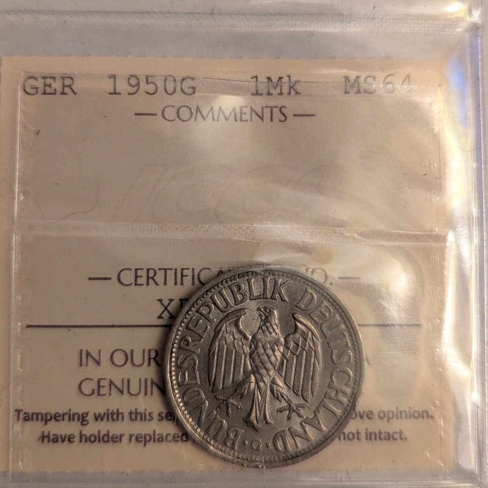 1950G German 1 Mark MS64